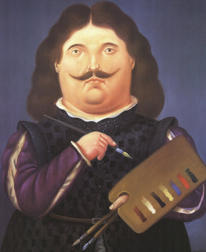 Fernando Botero Portrait Of Velazquez " Poster Contemporary Blac