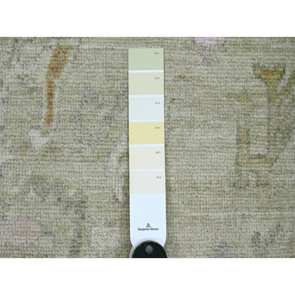 6'2"X6'2" Green Afghan Angora Oushak Hand Knotted 100% Wool Square Rug