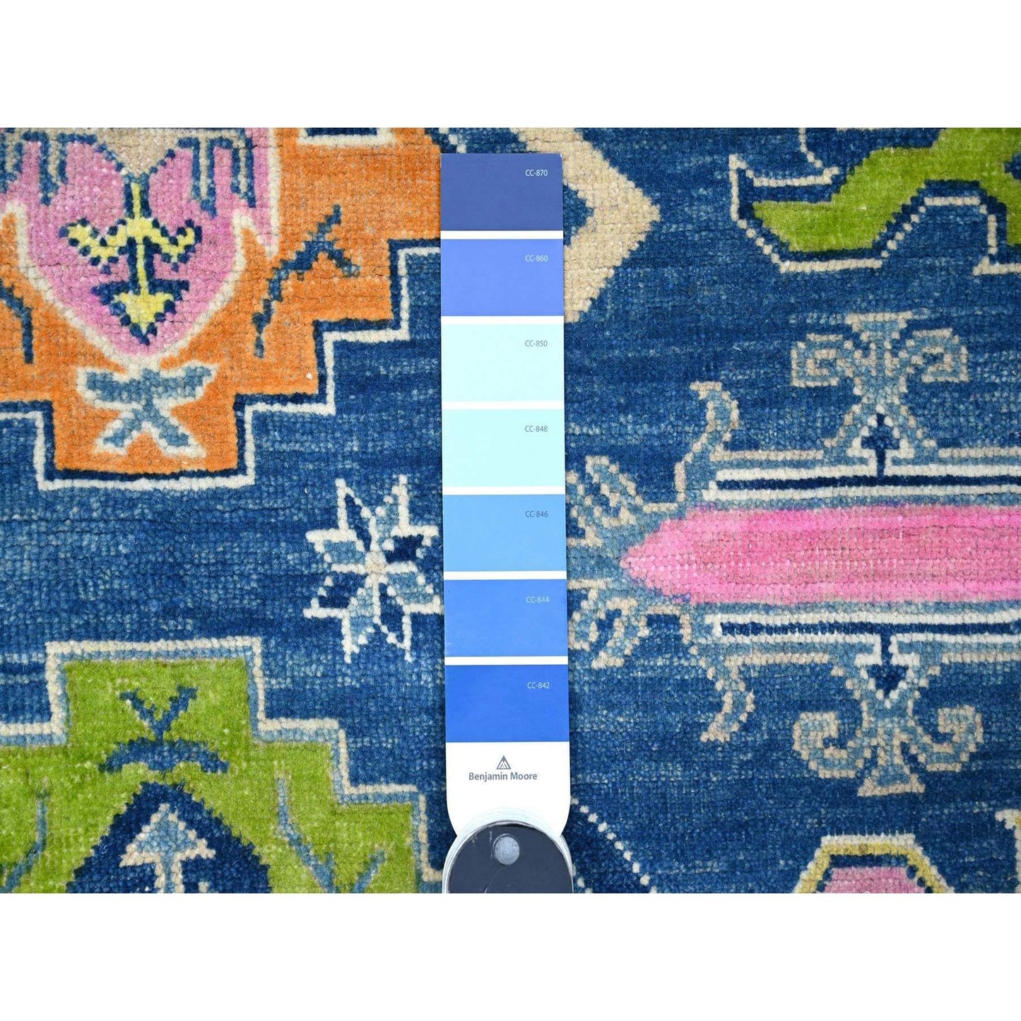 5'5"X7'9" Chelsea Blue Fusion Kazak Soft Wool Hand Knotted Oriental Rug
