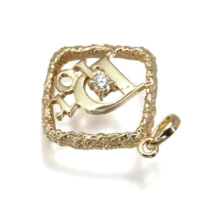Christian Dior Pendant Diamond Logo 18K 750 Yellow Gold