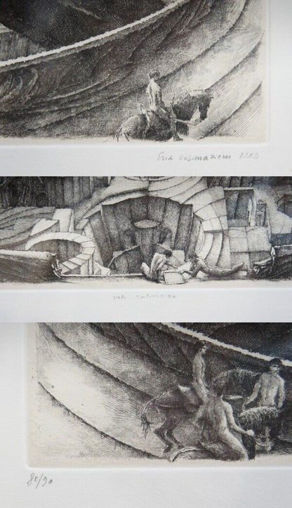 Erik Desmazieres 1982 Original Etching Pencil