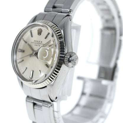 Rolex Oyster Date 6517 Silver Case Size 26.0Mm Ladies Used Watch #61423