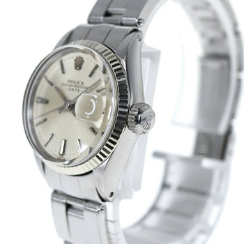 Rolex Oyster Date 6517 Silver Case Size 26.0Mm Ladies Used Watch #61423
