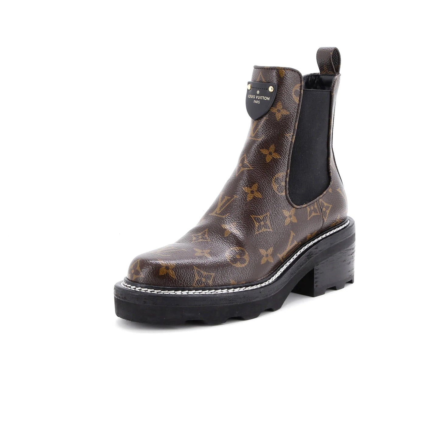 Louis Vuitton Women'S Lv Beaubourg Ankle Chelsea Boots Patent Monogram Canvas