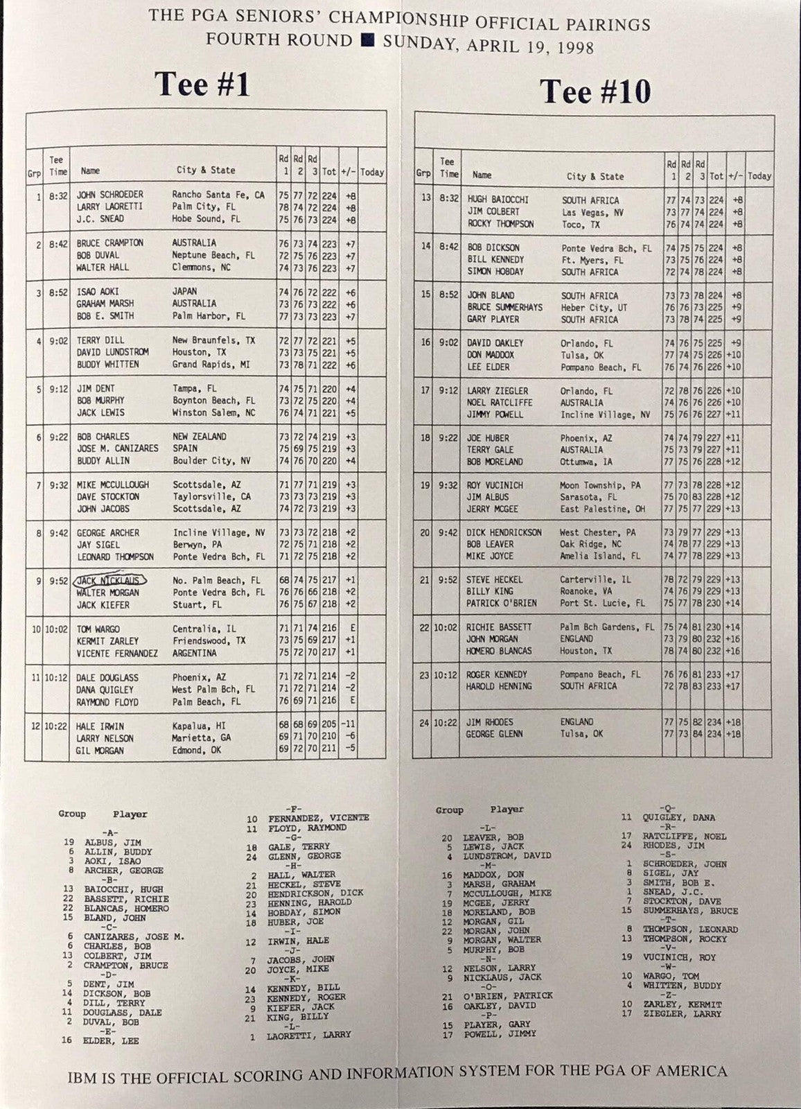 Jack Nicklaus Autographed 1998 Pga Seniors Championship Pamphlet (Jsa)