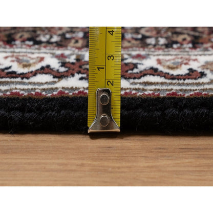 2'X3' Black Tebraz Mahi With Medallion Design Wool Hand Knotted Small Rug