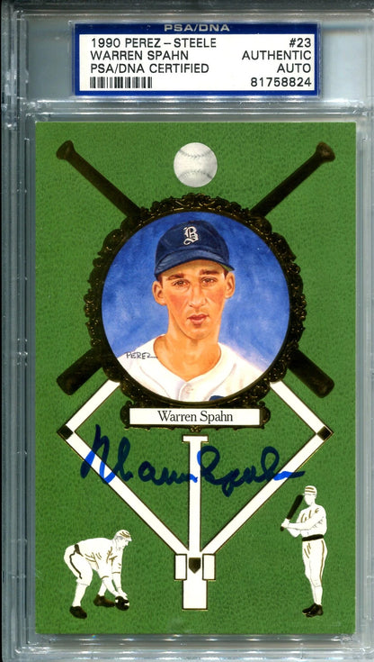 Warren Spahn First Series Autographed Post Card #02181/10,000 (Psa)