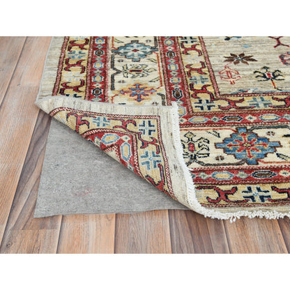 8'X9'6" Cream Afghan Super Kazak Soft Wool Hand Knotted Oriental Rug