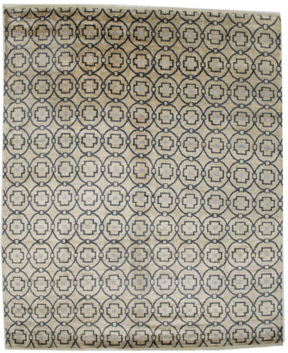 8X10 Handmade Modern Geometric Style Rug Beige Contemporary Home Decor Carpet