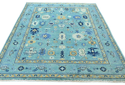Handmade Blue Kazak Pakistan Rug Floral Modern