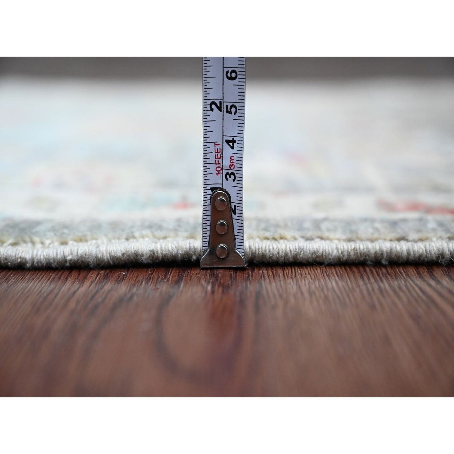 2'7"X12'3" Gray Peshawar With Heris Design Wool Hand Knotted Runner Rug