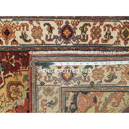 2'7"X12' Red Fine Heris Re-Creation Wool Hand Knotted Runner Rug