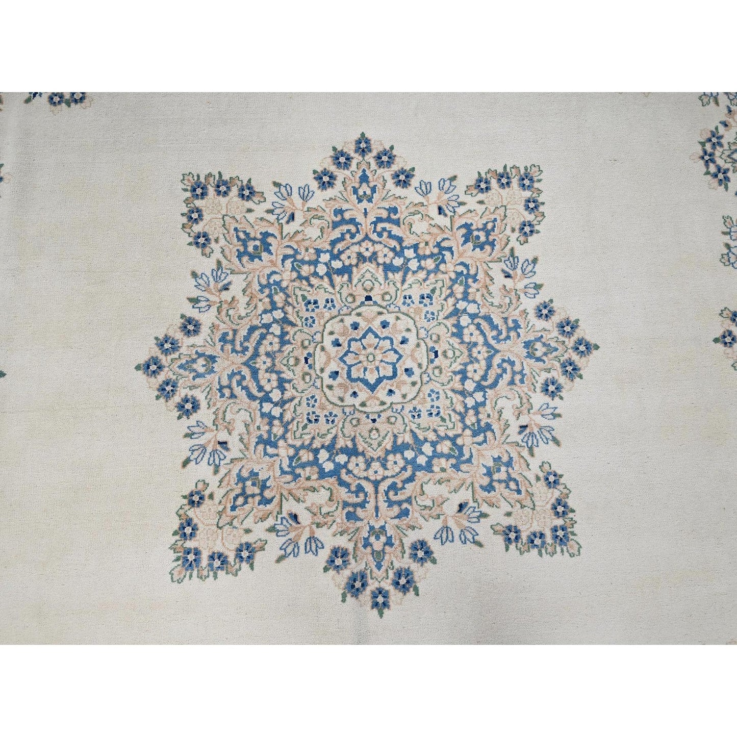 10'X10' Ivory Vintage Zoroastrian Karman Square Soft Wool Hand Knotted Rug