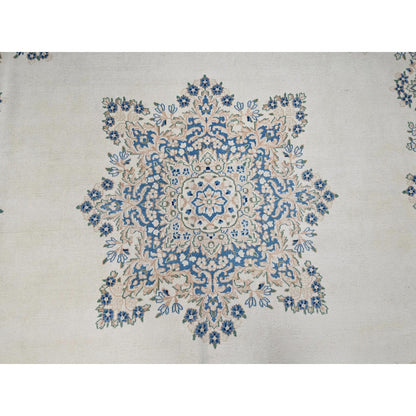 10'X10' Ivory Vintage Zoroastrian Karman Square Soft Wool Hand Knotted Rug