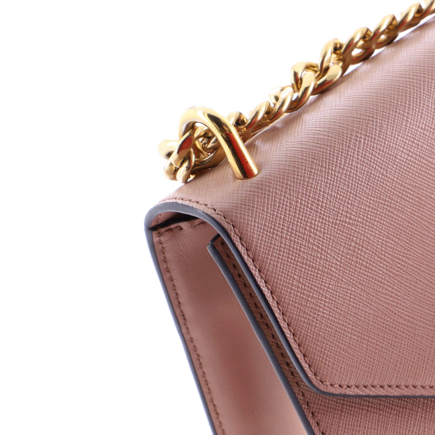 Prada Envelope Flap Chain Shoulder Bag Saffiano Leather Small