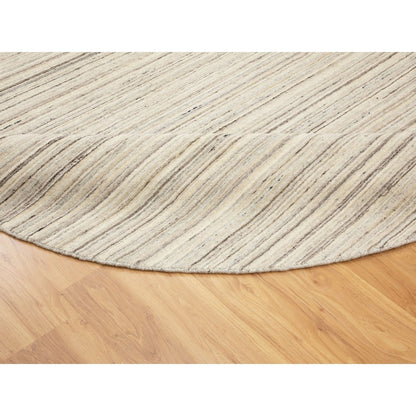 8'X8' Beige Hand Loomed Organic Wool Modern Oriental Rug