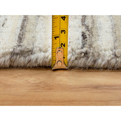2'6"X9'8" Beige Hand Loomed Organic Wool Modern Runner Oriental Rug
