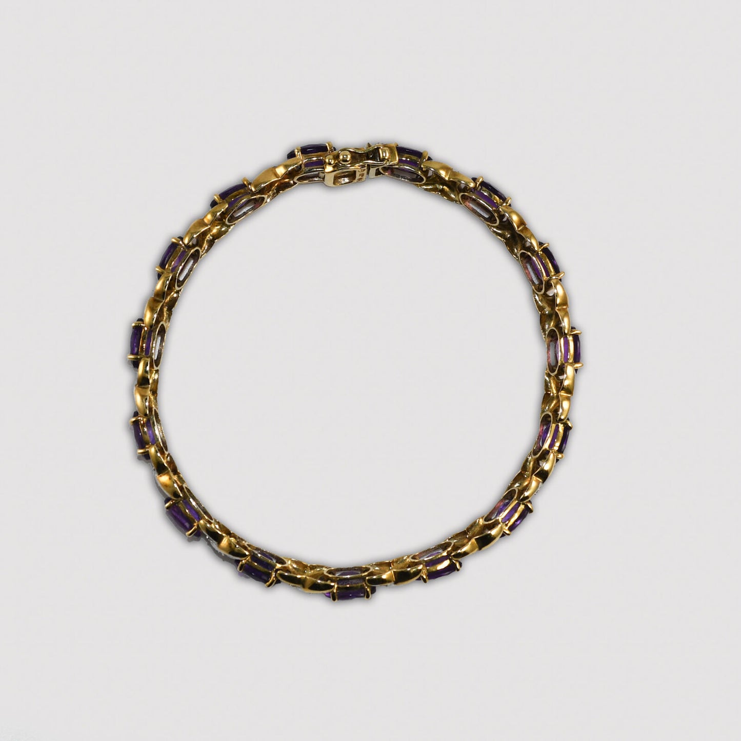 14K Yellow Gold Amethyst & Diamond Bracelet Weave