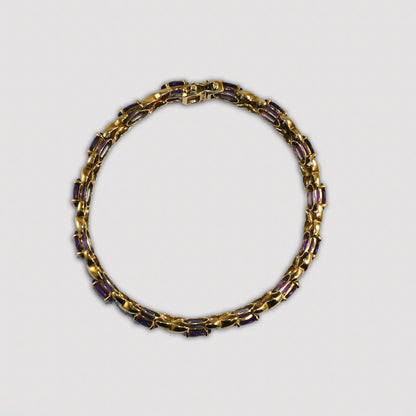 14K Yellow Gold Amethyst & Diamond Bracelet Weave
