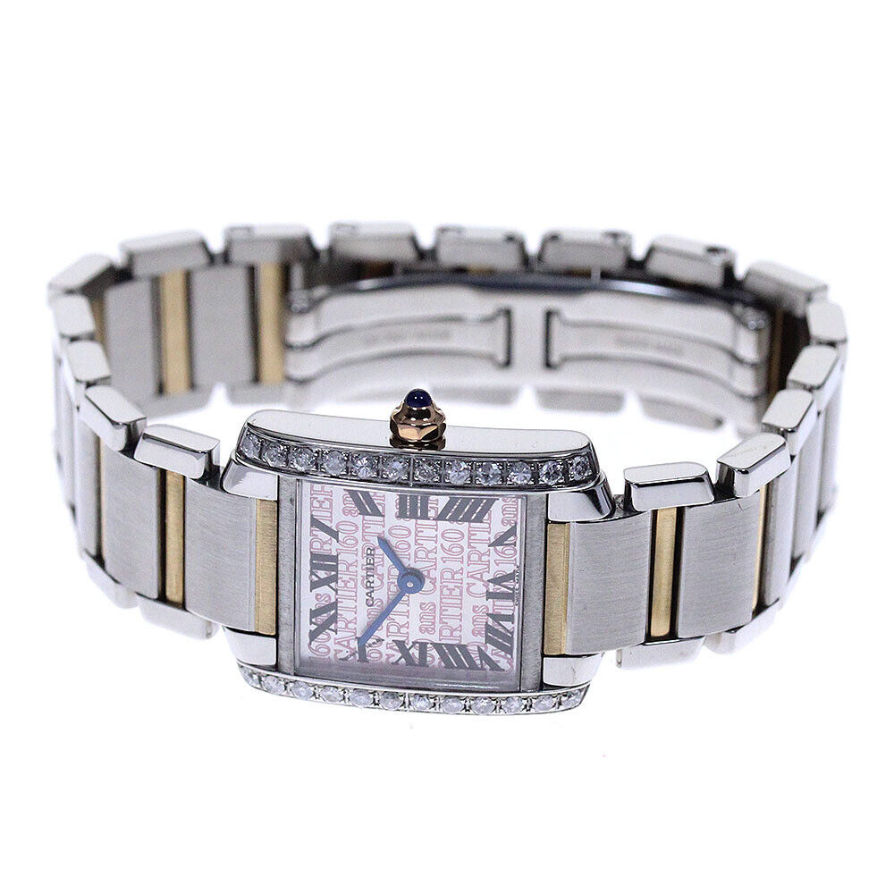 Cartier Tank Franaise Sm Aftermarket Diamond Bezel Watch Women
