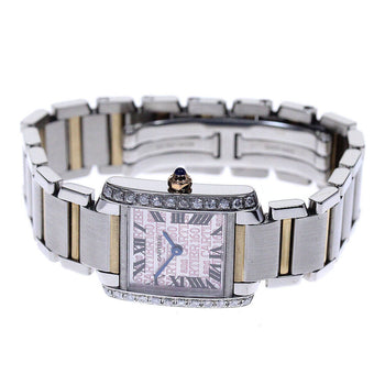 Cartier Tank Franaise Sm Aftermarket Diamond Bezel Watch Women