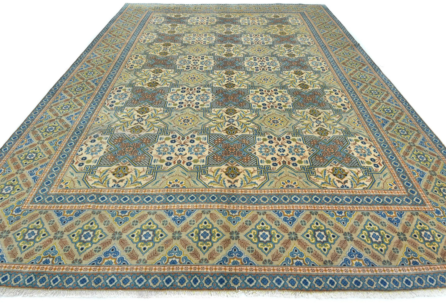 Semi Antique Wool Oriental Rug 9X12 Ft Floral