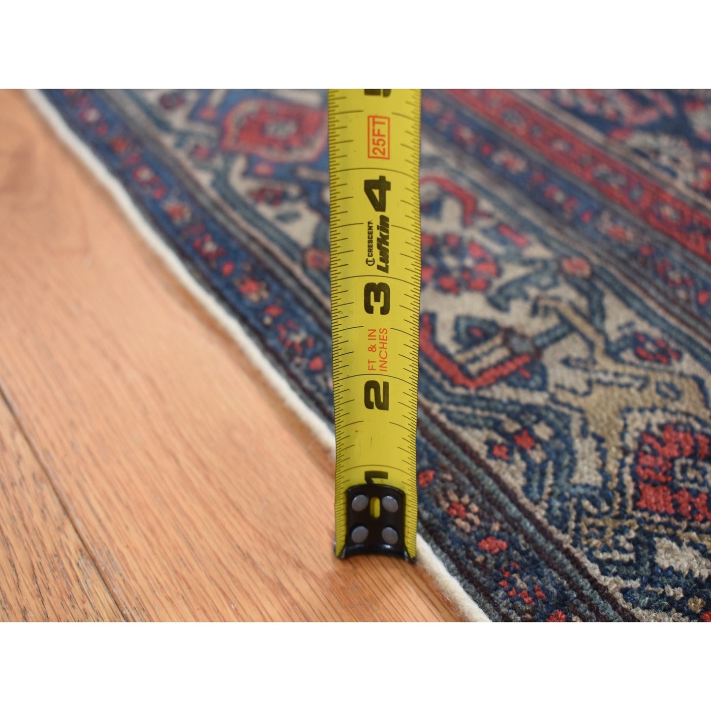 4'X6' Blue Antique Zoroastrian Hand Knotted Pure Wool Slight Wear Rug