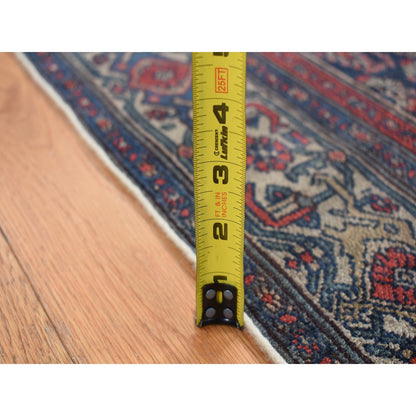 4'X6' Blue Antique Zoroastrian Hand Knotted Pure Wool Slight Wear Rug