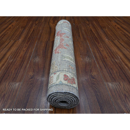 2'6"X6' Gray Aryana North West Zoroastrian Hand Knotted Wool Runner Rug