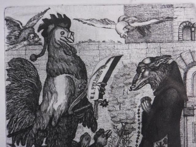Nikolai Yanakiev Bulgaria "Exlibris For W.Feliers" Etching 1991 Ea Signed Framed