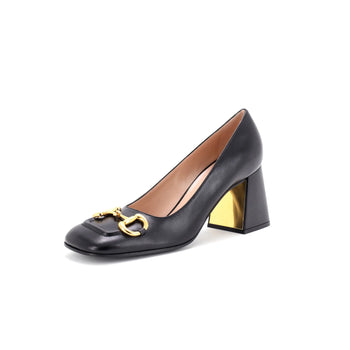 Gucci Women'S Horsebit Mid-Heel Pumps Leather