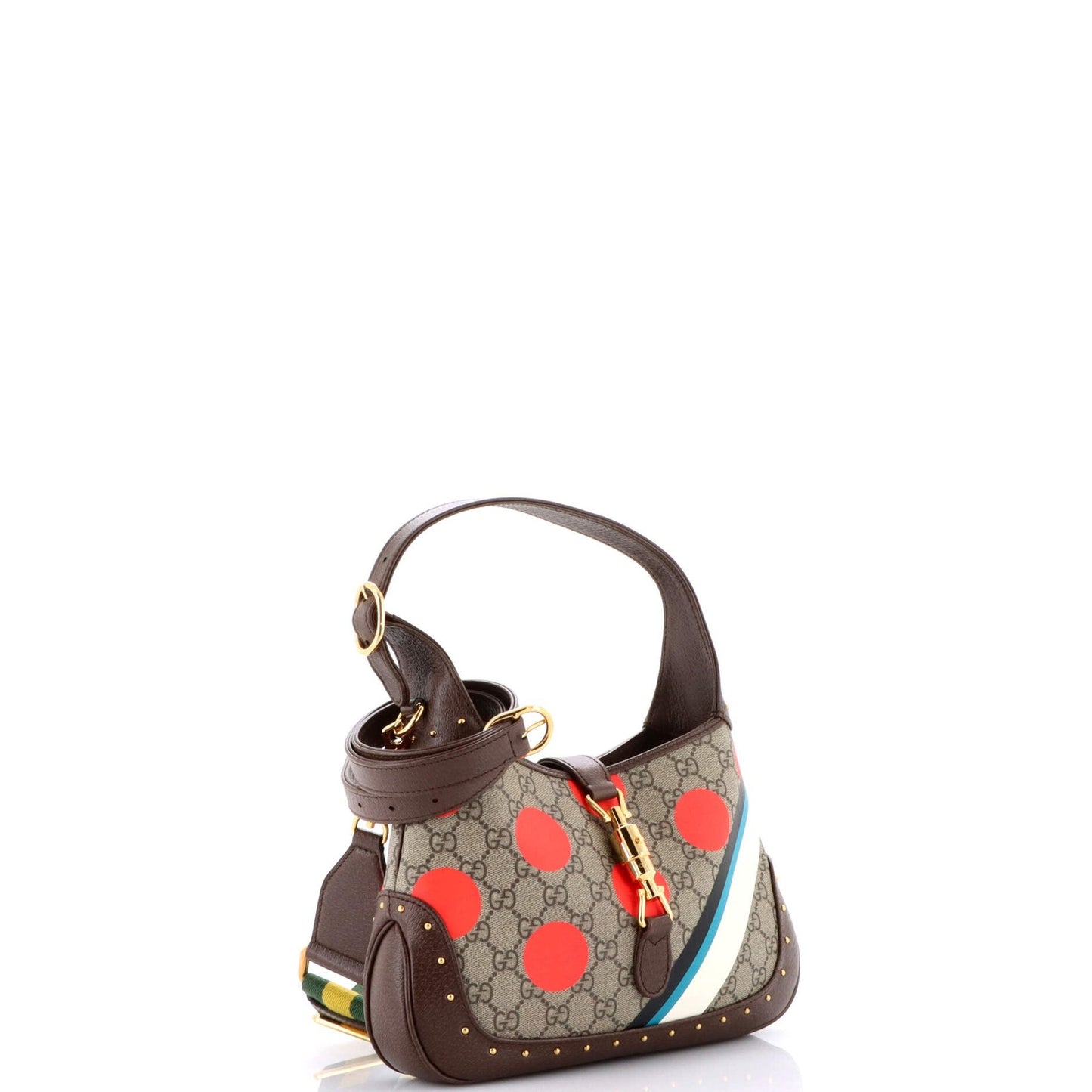 Gucci Jackie 1961 Hobo Studded Printed Gg Coated Canvas Small