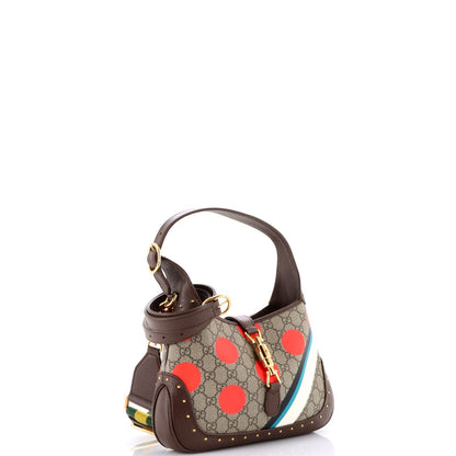Gucci Jackie 1961 Hobo Studded Printed Gg Coated Canvas Small