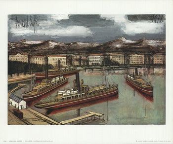 Bernard Buffet Geneve, Bateaux Sur Le Lac 