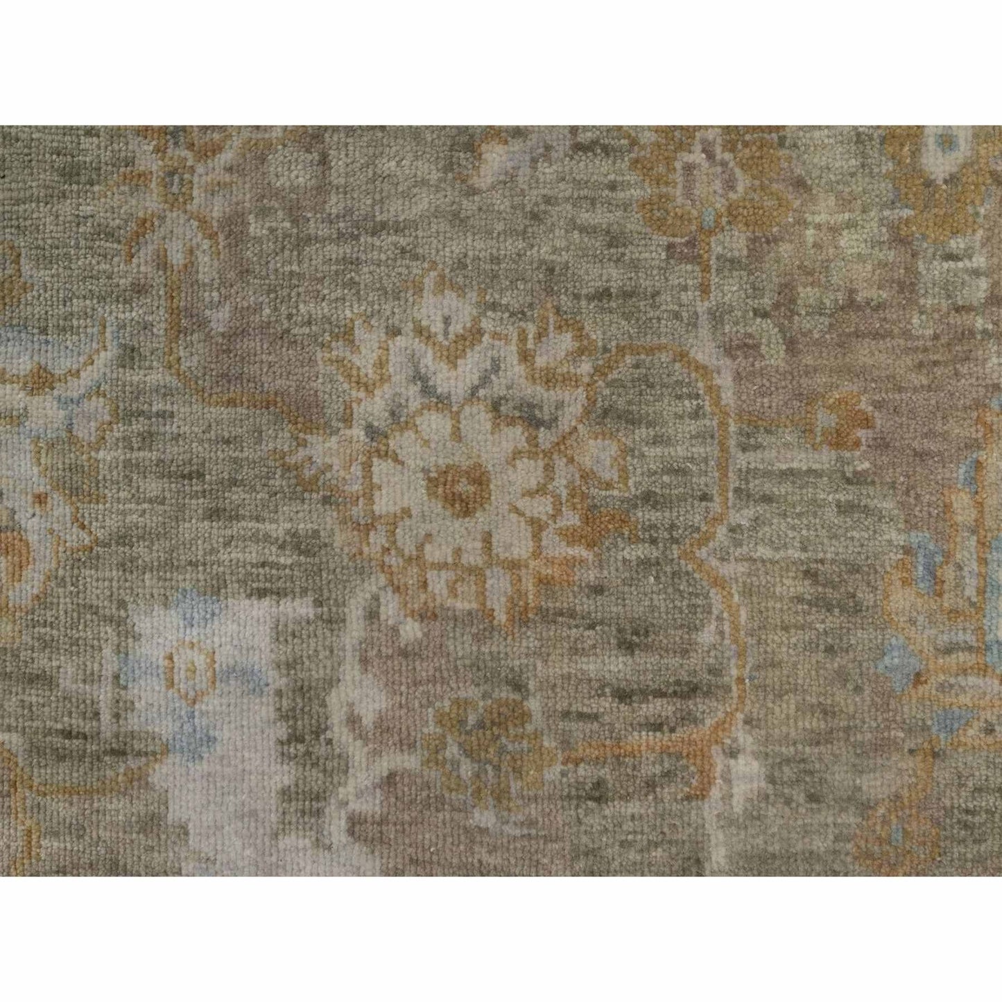 2'x3' Brown Broken Pattern Oushak Design Pure Wool Hand Knotted Mat Rug