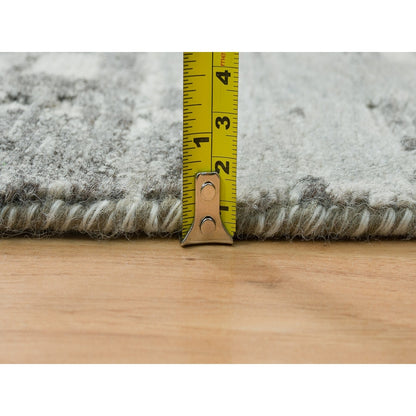 6'1"X9'2" Dark Grey Hand Knotted Undyed Natural Wool Oriental Rug