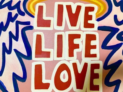 Andre Miripolsky "Live Life Love" Original Signed Acrylic Painting Canvas 1996