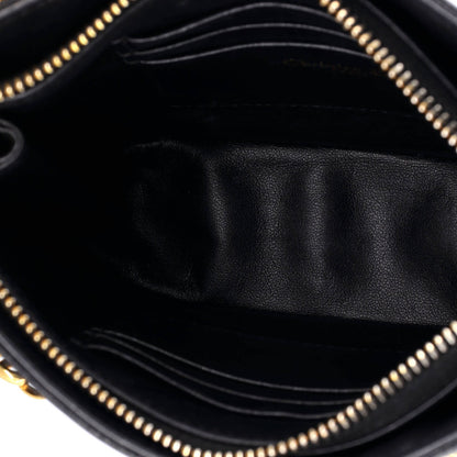 Christian Dior Caro Zipped Pouch With Chain Cannage Quilt Leather