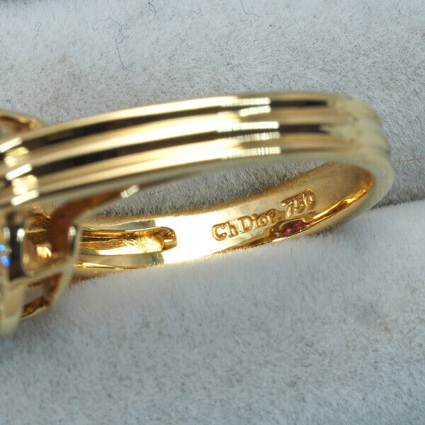 Christian Dior Ring Ruby Diamond Us5 18K 750 Yellow Gold
