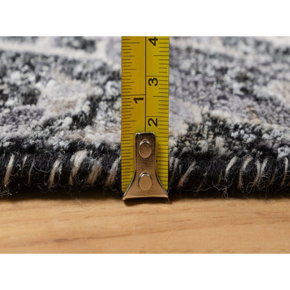 2'X3' Wenge Brown Wool And Silk Hand Knotted Sickle Leaf Mat Oriental Rug