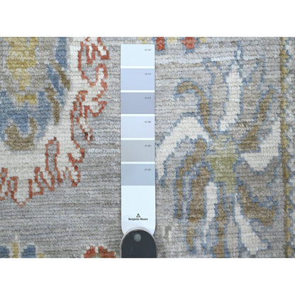 2'9"X12'6" Spanish Gray Angora Oushak Natural Dyes Runner Oriental Rug