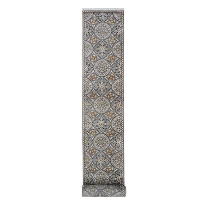 2'6"X24'1" Wool And Silk Mughal Inspired Medallions Design Xl Runner Rug