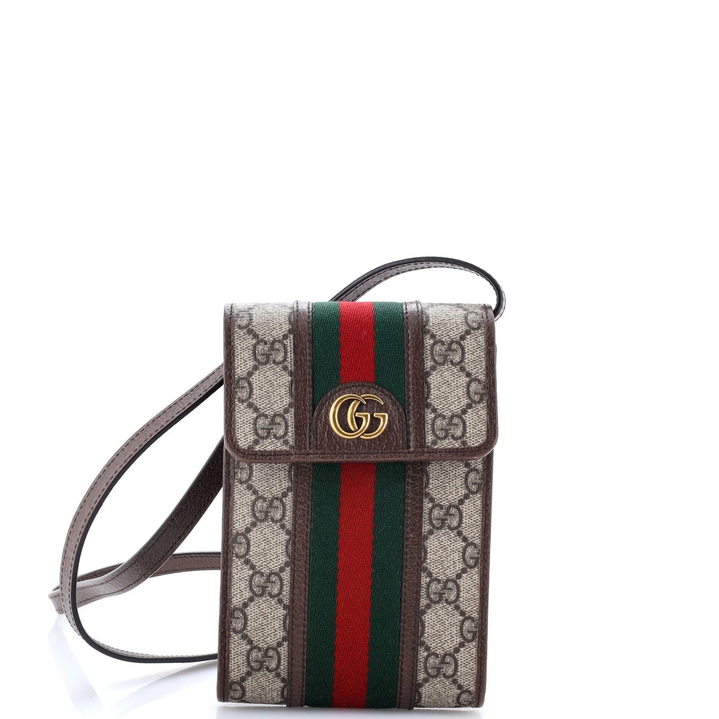 Gucci Ophidia Vertical Flap Crossbody Bag Gg Coated Canvas Mini
