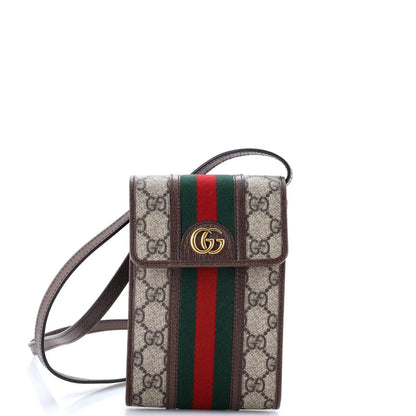 Gucci Ophidia Vertical Flap Crossbody Bag Gg Coated Canvas Mini