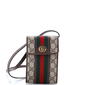 Gucci Ophidia Vertical Flap Crossbody Bag Gg Coated Canvas Mini