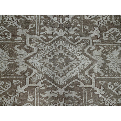 Rug 7'6"x10'4" Pastel Gray Vintage Zoroastrian Heris All Wool Hand Knotted