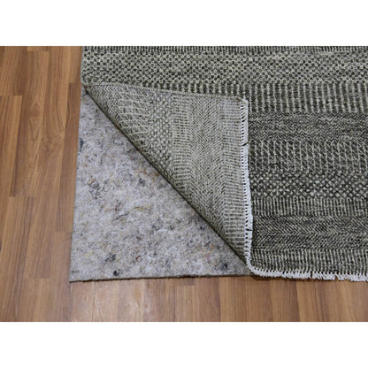 8'1"X8'2" Harbor Gray Undyed Wool Grass Design Square Hand Knotted Rug