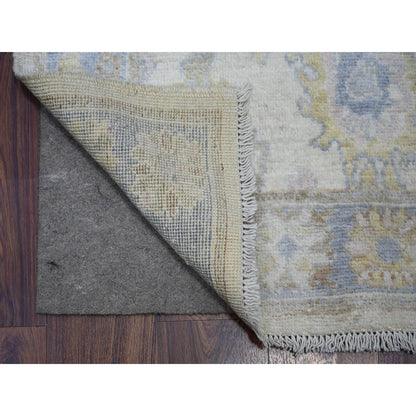 2'8"X17'3" Ivory Wool Hand Knotted Afghan Angora Oushak Xl Runner Rug