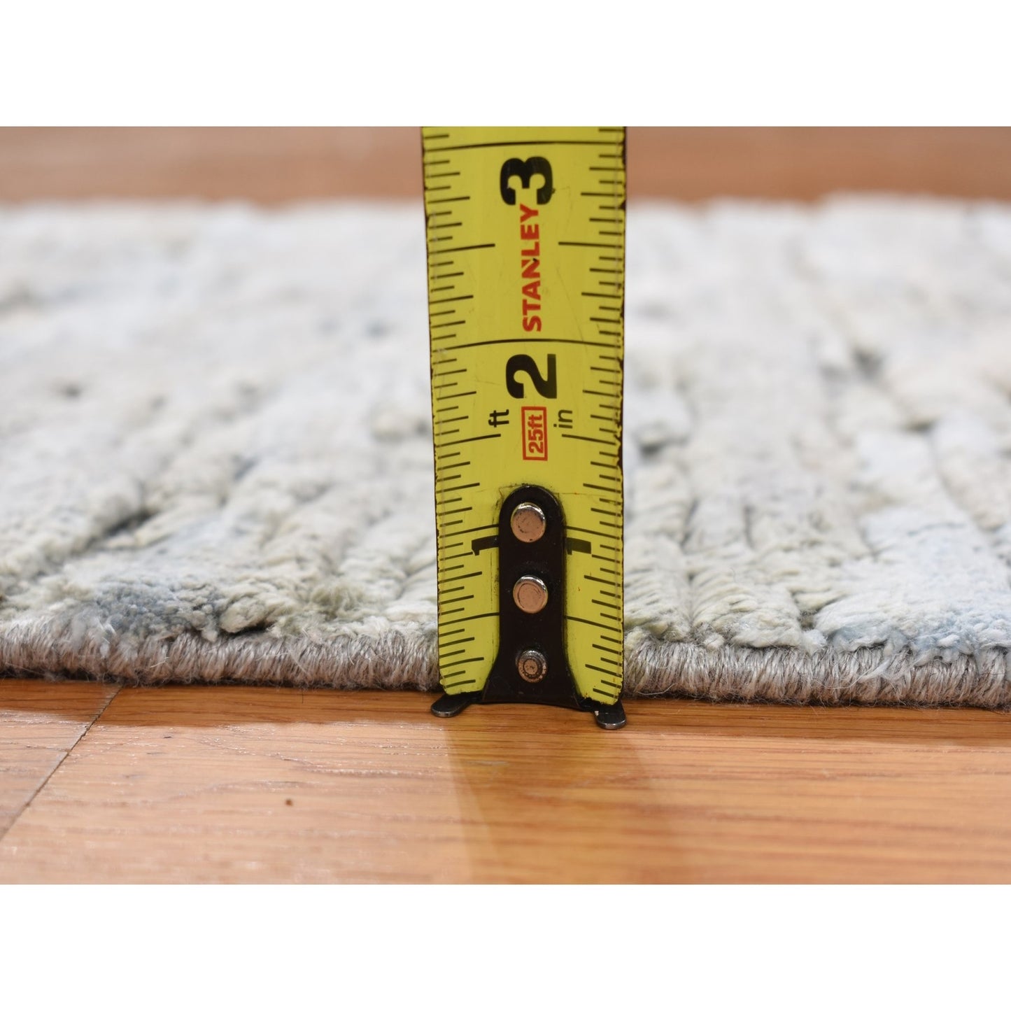 2'X2' Green Pastel Collection Wool And Silk Hand Knotted Sample Rug