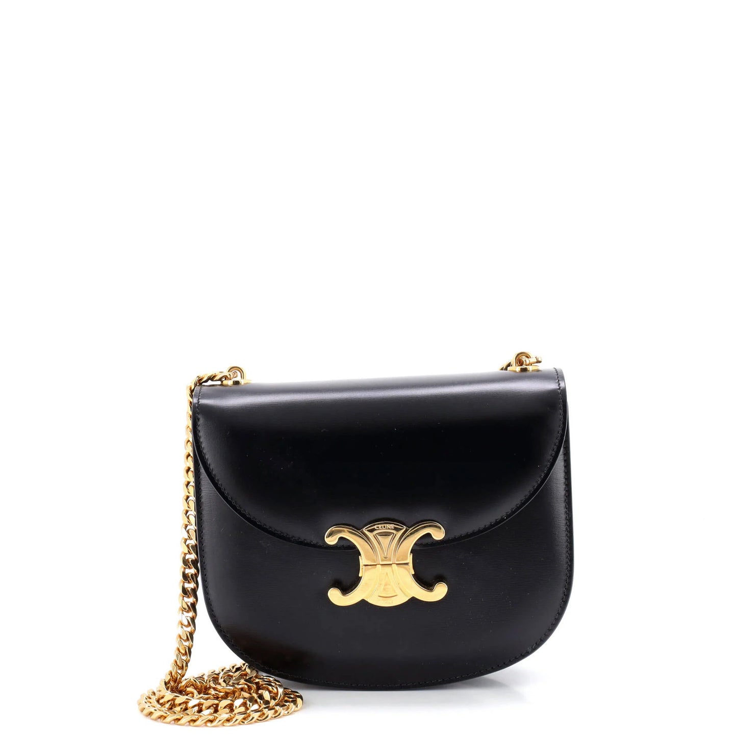 Celine Triomphe Besace Clea Chain Flap Bag Leather